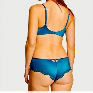 Victorias Secret Blue Cheeky Bikini Lace T-Back Panties Sz XS NWT